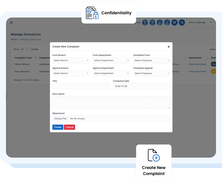 SattvaHR confidential grievance submissions for HR review