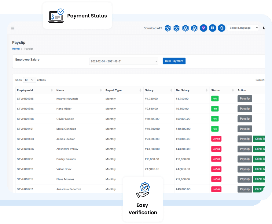 SattvaHR payslip breakdown from gross pay to net salary